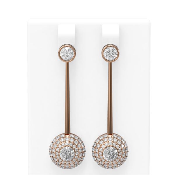 3.67 ctw Diamond Earrings 18K Rose Gold - REF-415N8F