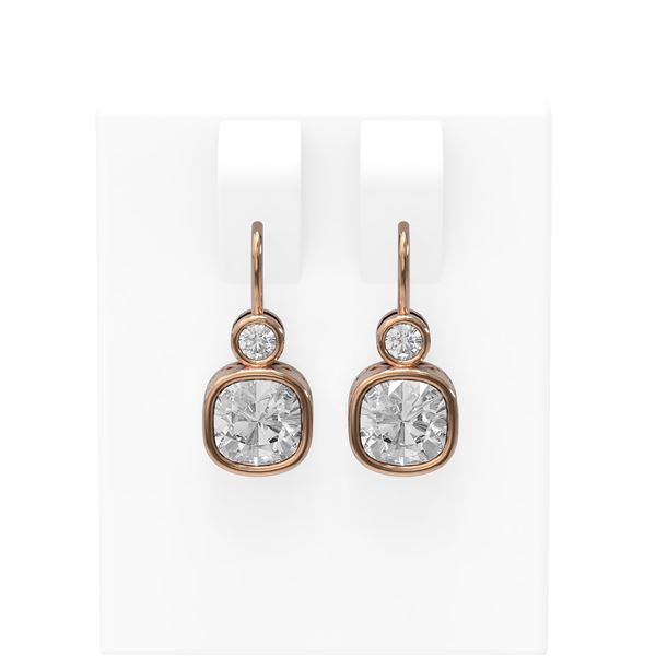 2.24 ctw Cushion Diamond Earrings 18K Rose Gold - REF-576G8W