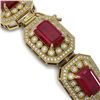 Image 3 : 61.92 ctw Certified Ruby & Diamond Victorian Bracelet 14K Yellow Gold - REF-1288X4A