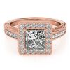 Image 1 : 1.05 ctw Certified VS/SI Princess Diamond Halo Ring 18k Rose Gold - REF-163H6R