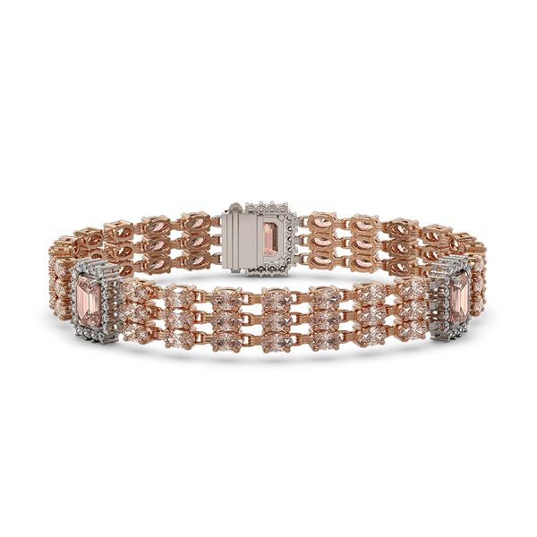 26.13 ctw Morganite & Diamond Bracelet 14K Rose Gold - REF-472G8W