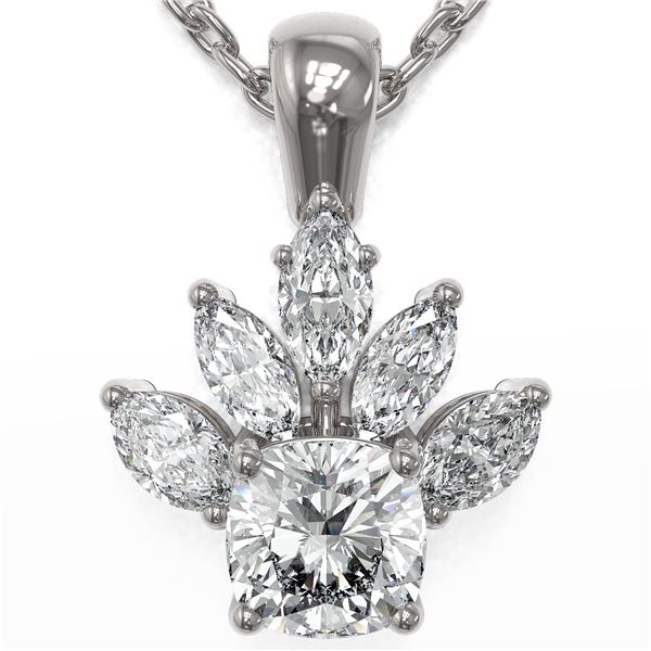 1.5 ctw Cushion Cut Diamond Designer Necklace 18K White Gold - REF-320G3W