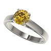 Image 1 : 1.29 ctw Certified Intense Yellow Diamond Solitaire Ring 10k White Gold - REF-208G6W
