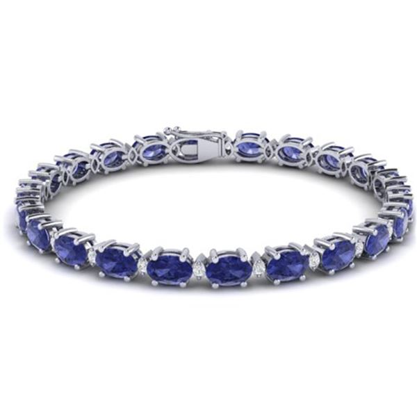 19.7 ctw Tanzanite & VS/SI Diamond Eternity Bracelet 10k White Gold - REF-178N2F