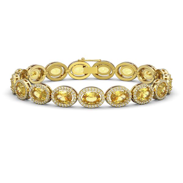 20.36 ctw Fancy Citrine & Diamond Micro Pave Halo Bracelet 10k Yellow Gold - REF-290Y9X