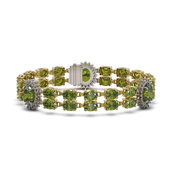 30.69 ctw Tourmaline & Diamond Bracelet 14K Yellow Gold - REF-286A5N