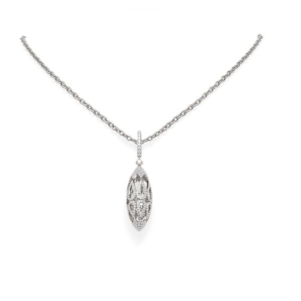 3 ctw Diamond Necklace 18K White Gold - REF-265N3F