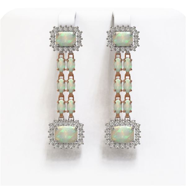 8.26 ctw Opal & Diamond Earrings 14K Rose Gold - REF-204X4A