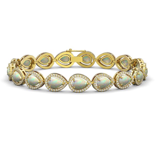 13.19 ctw Opal & Diamond Micro Pave Halo Bracelet 10k Yellow Gold - REF-301X5A