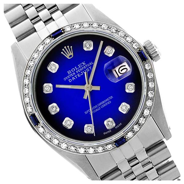 Rolex Men's Stainless Steel, QuickSet, Diam Dial & Diam/Sapphire Bezel - REF-521X2Y