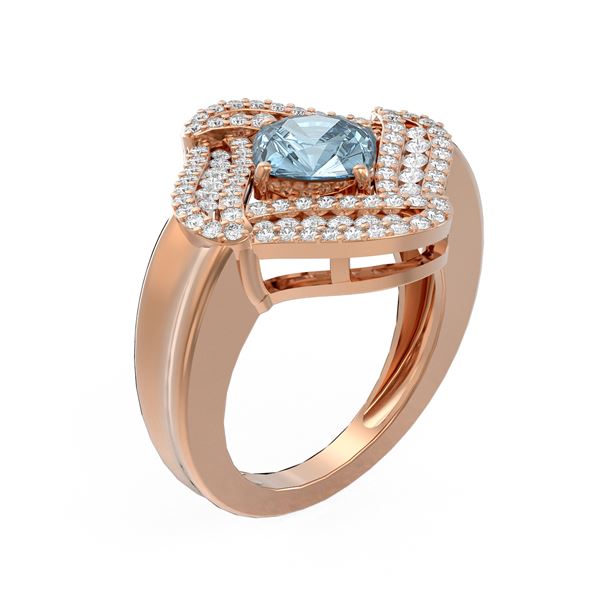 3.12 ctw Aquamarine & Diamond Ring 18K Rose Gold - REF-175F3M