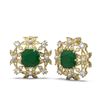 Image 2 : 12.23 ctw Emerald & Diamond with Pearl Earrings 18K Yellow Gold - REF-343N6F