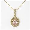 Image 2 : 6.91 ctw Morganite & Diamond Victorian Necklace 14K Yellow Gold - REF-295W8H