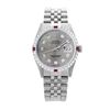 Image 2 : Rolex Men's Stainless Steel, QuickSet, Diam Dial & Diam/Ruby Bezel - REF-521X6Y