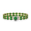 Image 1 : 29.82 ctw Jade & Diamond Bracelet 14K Yellow Gold - REF-218M2G