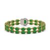 Image 3 : 29.82 ctw Jade & Diamond Bracelet 14K Yellow Gold - REF-218M2G