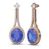 Image 2 : 11.83 ctw Tanzanite & Diamond Earrings 18K Rose Gold - REF-527G3W