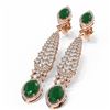 Image 3 : 11.32 ctw Emerald & Diamond Earrings 18K Rose Gold - REF-490A9N