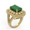 Image 2 : 7.11 ctw Certified Emerald & Diamond Victorian Ring 14K Yellow Gold - REF-178Y2X