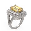 Image 2 : 5.85 ctw Canary Citrine & Diamond Victorian Ring 14K White Gold - REF-145Y6X