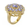 Image 1 : 7.59 ctw Tanzanite & Diamond Ring 18K Yellow Gold - REF-167M6G