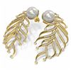 Image 3 : 2.1 ctw Diamond & Pearl Earrings 18K Yellow Gold - REF-265Y6X