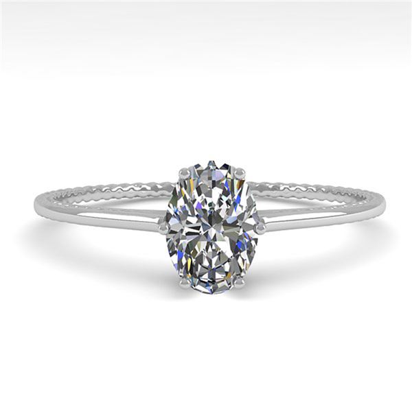 1.0 ctw VS/SI Oval Cut Diamond Engagment Ring 18k White Gold - REF-287M4G