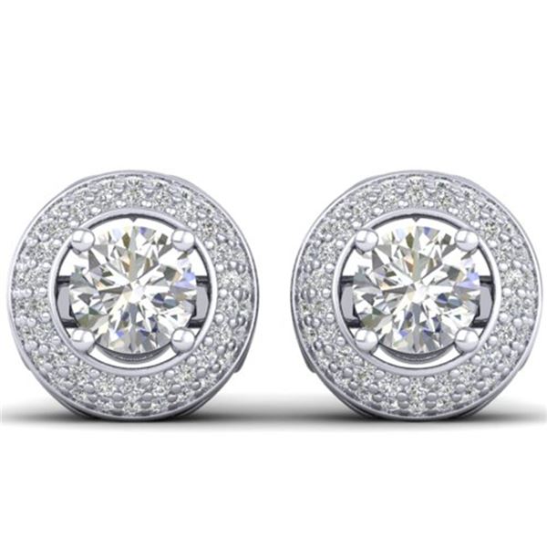 1.75 ctw VS/SI Diamond Art Deco Micro Stud Earrings 14k White Gold - REF-245G5W
