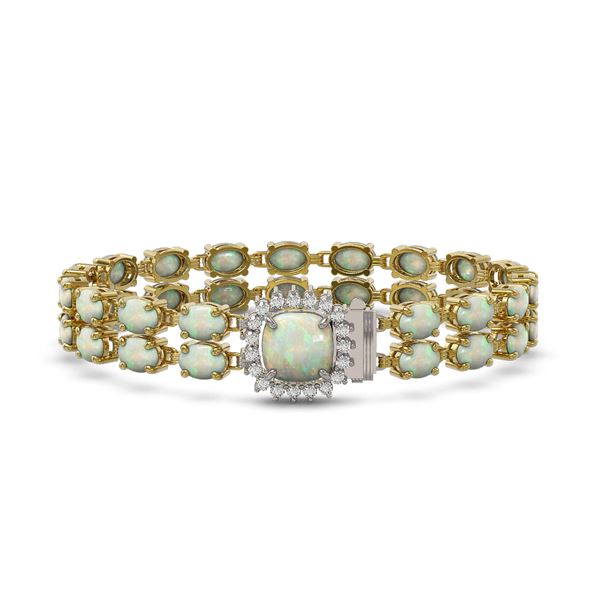 14.41 ctw Opal & Diamond Bracelet 14K Yellow Gold - REF-245F5M