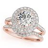 Image 1 : 1.77 ctw Certified VS/SI Diamond 2pc Wedding Set Halo 14k Rose Gold - REF-181M2G