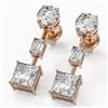 Image 1 : 3.5 ctw Princess Cut Diamond Designer Earrings 18K Rose Gold - REF-764H3R