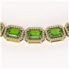 Image 3 : 57.3 ctw Peridot & Diamond Micro Pave Halo Necklace 10k Yellow Gold - REF-819Y6X