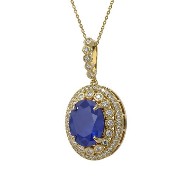 13.75 ctw Sapphire & Diamond Victorian Necklace 14K Yellow Gold - REF-267R8K