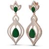 Image 2 : 8.96 ctw Emerald & Diamond Earrings 18K Rose Gold - REF-336N4F
