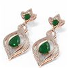 Image 3 : 8.96 ctw Emerald & Diamond Earrings 18K Rose Gold - REF-336N4F