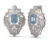 Image 2 : 12.23 ctw Aquamarine & Diamond Earrings 18K White Gold - REF-521Y8X