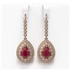 Image 1 : 10.15 ctw Certified Ruby & Diamond Victorian Earrings 14K Rose Gold - REF-279Y3X