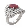 Image 1 : 10.48 ctw Ruby & Diamond Ring 18K White Gold - REF-525Y5X