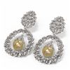 Image 3 : 3 ctw Diamond & Pearl Earrings 18K White Gold - REF-367K6Y