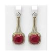 Image 1 : 12.28 ctw Ruby & Diamond Earrings 18K Yellow Gold - REF-345K5Y