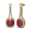Image 2 : 12.28 ctw Ruby & Diamond Earrings 18K Yellow Gold - REF-345K5Y