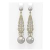 Image 1 : 3.2 ctw Diamond & Pearl Earrings 18K Yellow Gold - REF-267R5K