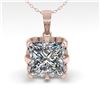 Image 2 : 1 ctw VS/SI Princess Diamond Necklace Vintage 18k Rose Gold - REF-280M2G