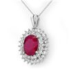 Image 1 : 10.81 ctw Ruby & Diamond Pendant 18k White Gold - REF-263Y6X