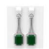 Image 1 : 13.07 ctw Emerald & Diamond Earrings 18K White Gold - REF-323W6H