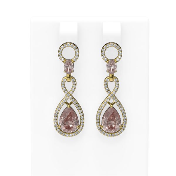 8.36 ctw Morganite & Diamond Earrings 18K Yellow Gold - REF-427H3R