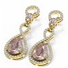 Image 3 : 8.36 ctw Morganite & Diamond Earrings 18K Yellow Gold - REF-427H3R
