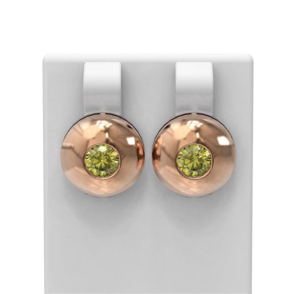 1.04 ctw Fancy Yellow Diamond Earrings 18K Rose Gold - REF-187N3F