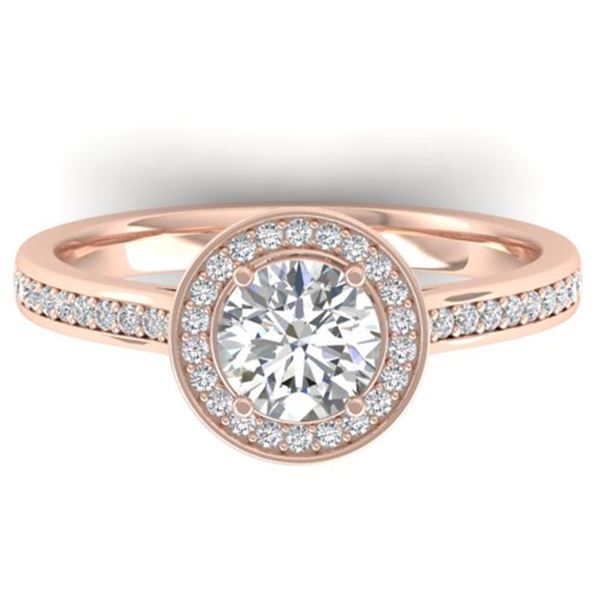1.1 ctw Certified VS/SI Diamond Micro Halo Ring 14k Rose Gold - REF-188H5R