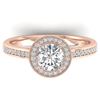 Image 1 : 1.1 ctw Certified VS/SI Diamond Micro Halo Ring 14k Rose Gold - REF-188H5R